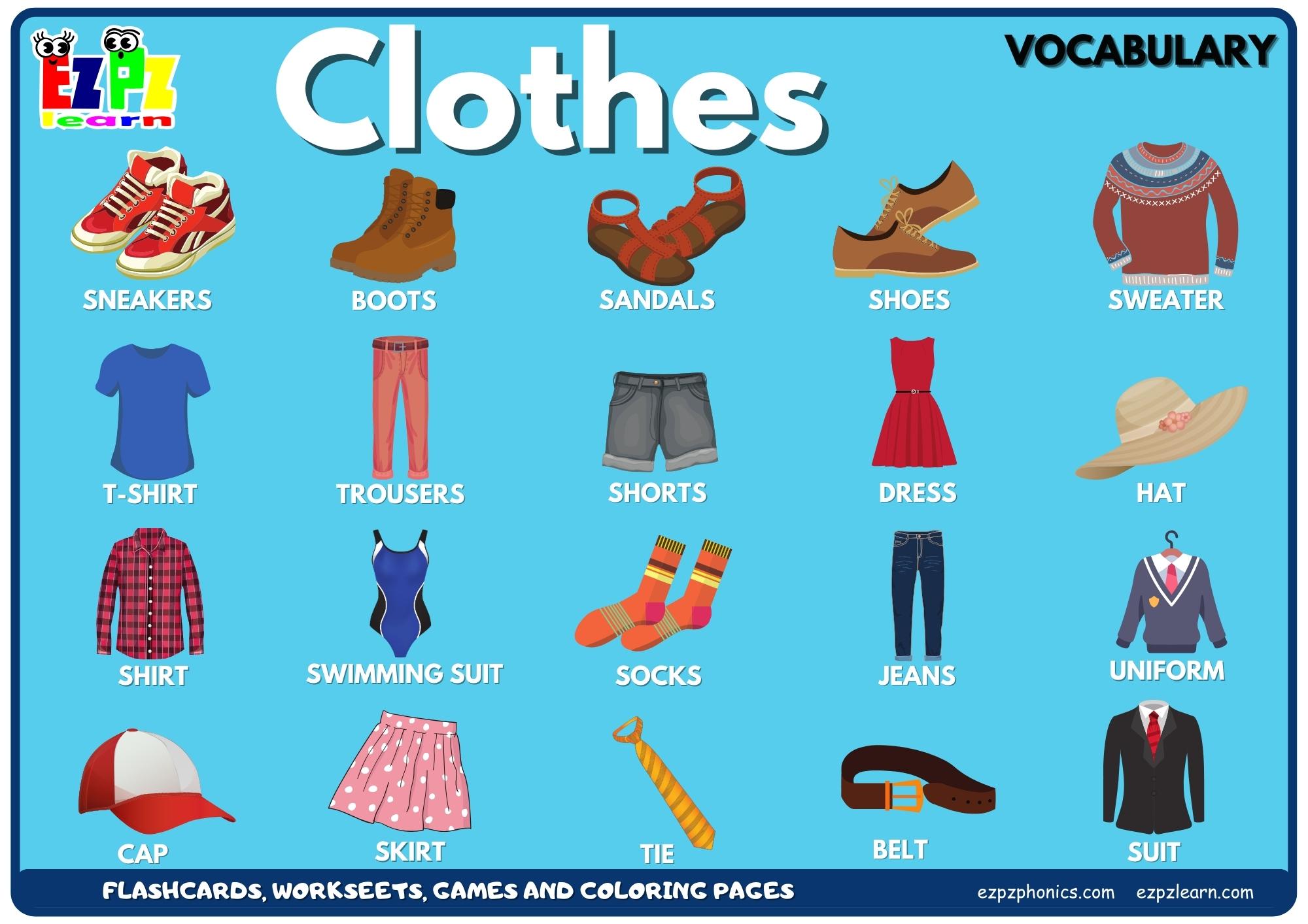 Clothes Vocabulary Picture Dictionary Join Now for Free Flashcards, Worksheets and Coloring Pages